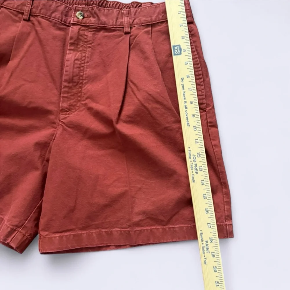 L.L. Bean Tropic Weight Cotton Shorts‎ Men's 38 Brick Red Pleated Classic Fit